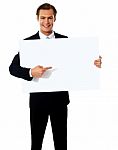 Businessman Holding Blank Board Stock Photo