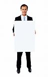 Businessman Holding Blank Board Stock Photo