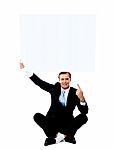 Businessman Holding Blank Board Stock Photo