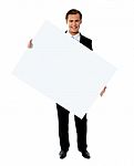 Businessman Holding Blank Board Stock Photo