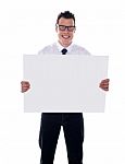 Businessman Holding Blank Board Stock Photo