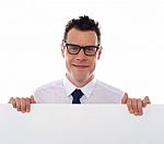 Businessman Holding Blank Board Stock Photo