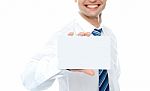 Businessman Holding Blank Card Stock Photo