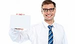 Businessman Holding Blank Card Stock Photo