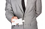 Businessman Holding Blank Jigsaw Stock Photo