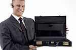 Businessman Holding Briefcase Stock Photo