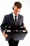 Businessman Holding Briefcase Stock Photo