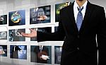 Businessman Holding Reaching Images Streaming Stock Photo