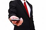 Businessman Holding Smart Phone Stock Photo