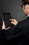 Businessman Holding Tablet Pc Stock Photo