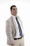 Businessman Looking Upward Stock Photo