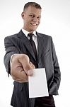 Businessman Offering Business Card Stock Photo