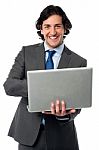 Businessman Operating His Laptop Stock Photo