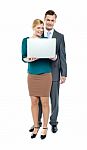 Businessman People Holding Laptop Stock Photo