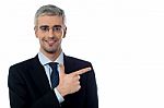 Businessman Pointing At Something Stock Photo