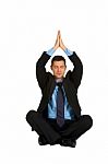 Businessman Practice Yoga Stock Photo