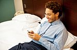 Businessman Reading Sms Stock Photo