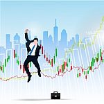 Businessman S Enjoys Success Deal On Stock Market Illustration Stock Photo