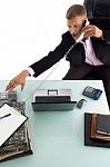 Businessman Shouting On Phone Stock Photo