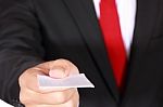 Businessman Showing Blank Card Stock Photo