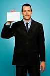 Businessman Showing Business Card Stock Photo