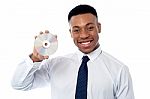 Businessman Showing Compact Disc Stock Photo