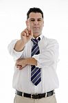 Businessman Showing Hand Gesture Stock Photo