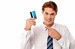 Businessman Showing His Credit Card Stock Photo