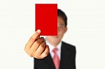 Businessman Showing Red Paper Stock Photo