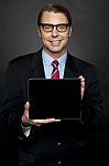 Businessman Showing Tablet Pc Stock Photo