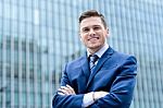 Businessman Standing At Outdoors Stock Photo