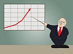 Businessman Standing Presentation Progressive Arrow Chart Stock Photo