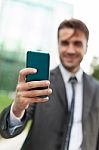 Businessman Taking Selfie Stock Photo