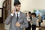 Businessman Talking On The Phone Stock Photo