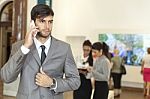 Businessman Talking On The Phone Stock Photo