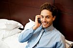 Businessman Talking Over Phone Stock Photo