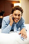 Businessman Talking Over Phone Stock Photo