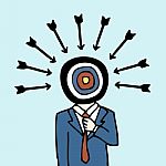 Businessman Target Dartboard Head Stock Photo