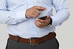 Businessman Using A Cellphone - Isolated Stock Photo