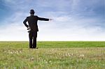 Businessman Using Binoculars Stock Photo