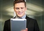 Businessman Using Digital Tablet Stock Photo