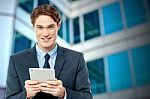 Businessman Using Digital Tablet Stock Photo