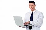 Businessman Using Laptop Stock Photo