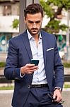 Businessman Using Smart Phone Stock Photo