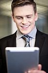 Businessman Using Tablet Pc Stock Photo