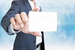 Businessman With Blank White  Paper Stock Photo