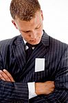 Businessman With Card Stock Photo