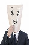 Businessman with dollar Head Stock Photo