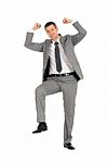 Businessman With Foot On Step Stock Photo