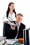 Businessman with his secretary Stock Photo